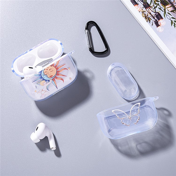 For Apple AirPods Pro Charging Case Cover Pattern Print TWS Earbuds TPU Case - Sun Angel  /  Transparent