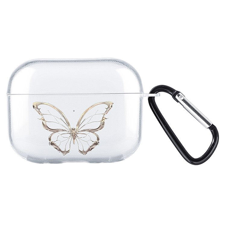 For Apple AirPods Pro Charging Case Cover Pattern Print TWS Earbuds TPU Case - Hollow Butterfly  /  Transparent