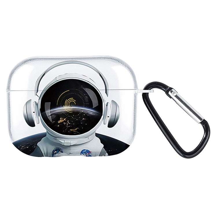 For Apple AirPods Pro Charging Case Cover Pattern Print TWS Earbuds TPU Case - Spaceman  /  Transparent