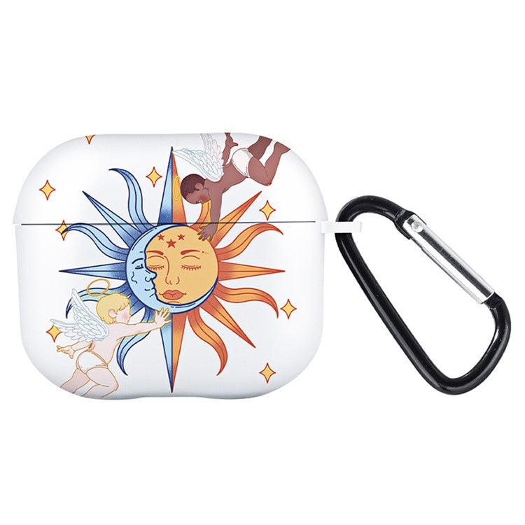 For Apple AirPods 3 Charging Case Cover Bluetooth Earbuds TPU Case Pattern Print - Sun Angel / White