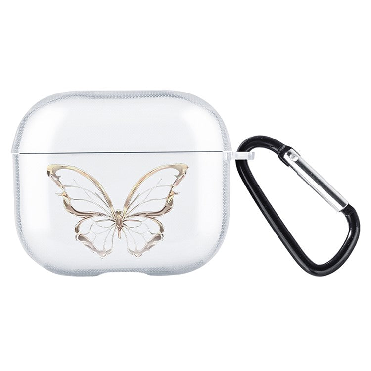 For Apple AirPods 3 Charging Case Cover Bluetooth Earbuds TPU Case Pattern Print - Hollow Butterfly / Transparent