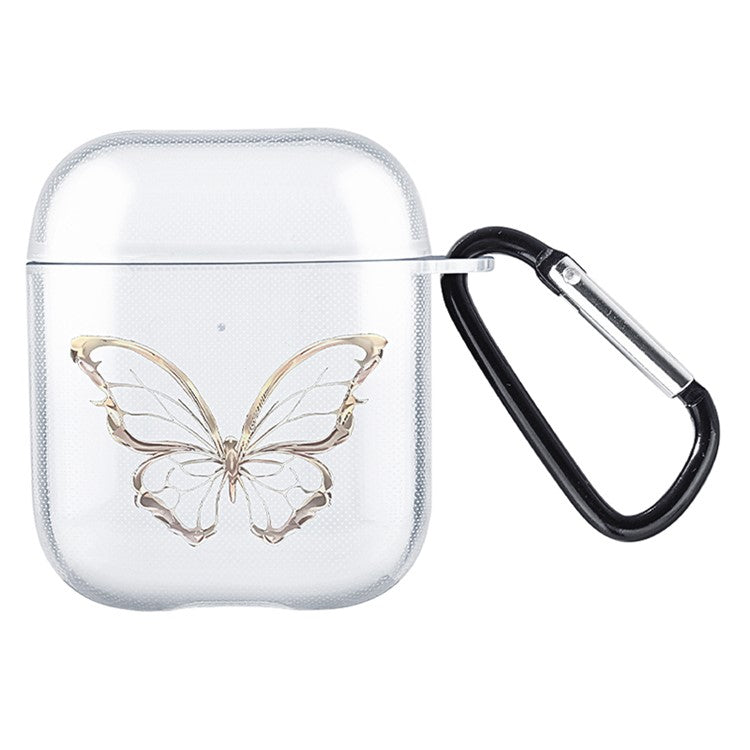 For Apple AirPods with Charging Case (2016) / (2019) / AirPods with Wireless Charging Case (2019) Headset TPU Case - Hollow Butterfly / Transparent