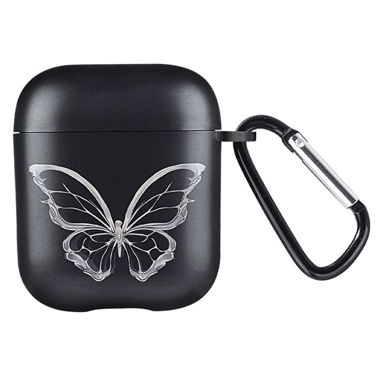 For Apple AirPods with Charging Case (2016) / (2019) / AirPods with Wireless Charging Case (2019) Headset TPU Case - Hollow Butterfly / Black