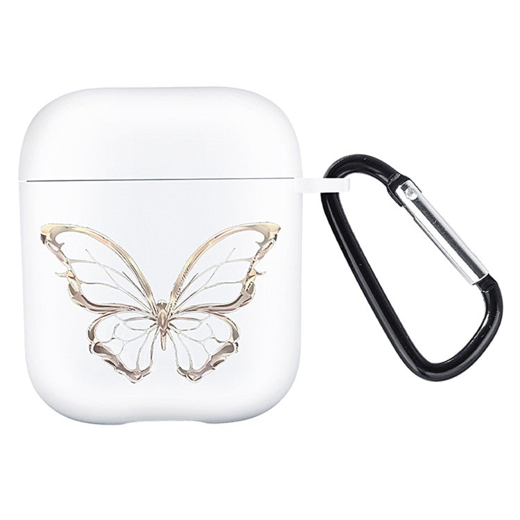 For Apple AirPods with Charging Case (2016) / (2019) / AirPods with Wireless Charging Case (2019) Headset TPU Case - Hollow Butterfly / White