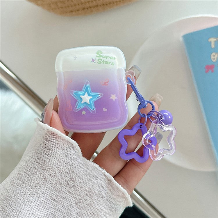 For Apple AirPods with Wireless Charging Case (2019) / AirPods with Charging Case (2019) / (2016) Star Design TPU Case with Pendant