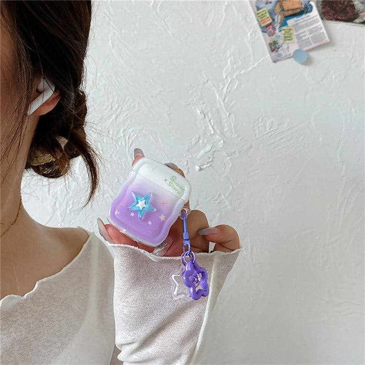 For Apple AirPods with Wireless Charging Case (2019) / AirPods with Charging Case (2019) / (2016) Star Design TPU Case with Pendant