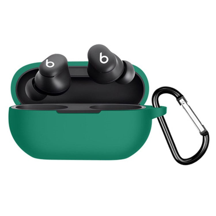 For Beats Solo Buds Silicone Case Anti-Scratch Bluetooth Headphone Cover with Hanging Buckle - Blackish Green