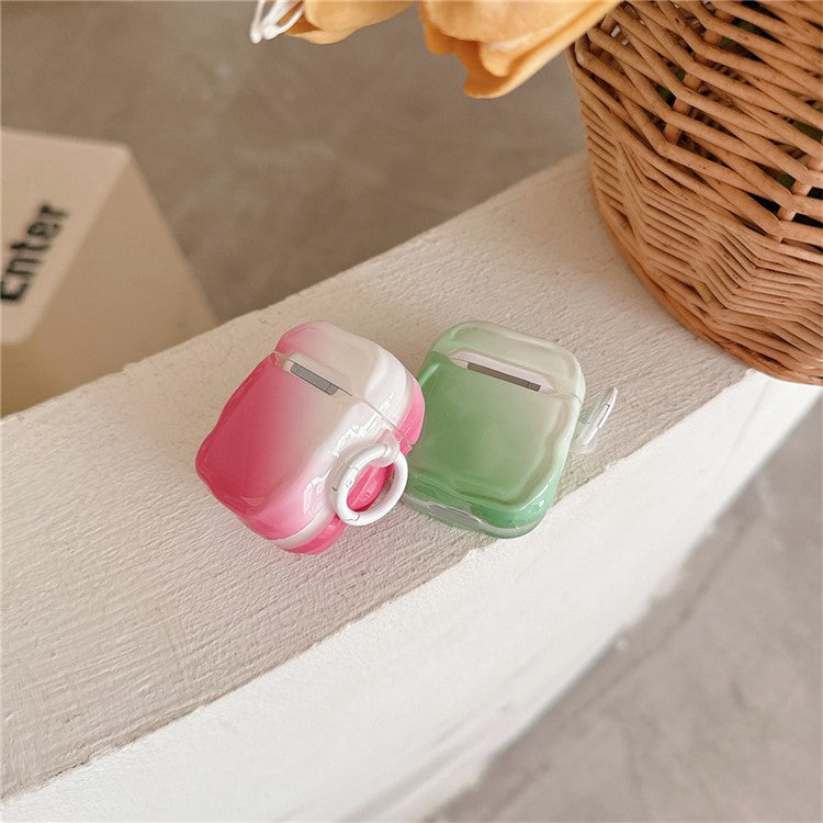 For Apple AirPods with Wireless Charging Case (2019) / AirPods with Charging Case (2019) / (2016) IMD Earphone TPU Case with Buckle - Wine Red