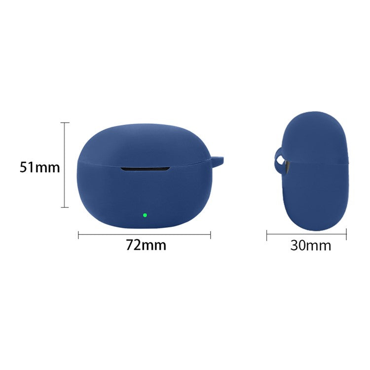 For vivo iQOO TWS 1i Case Soft Silicone Bluetooth Earphone Protective Cover with Buckle - Dark Blue