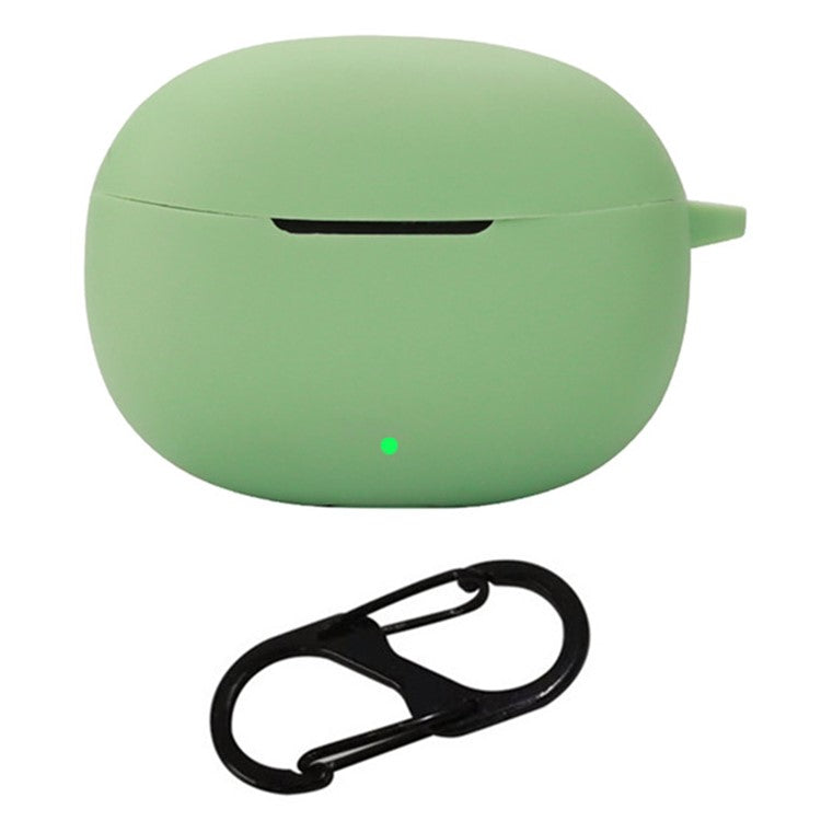 For vivo iQOO TWS 1i Case Soft Silicone Bluetooth Earphone Protective Cover with Buckle - Matcha Green