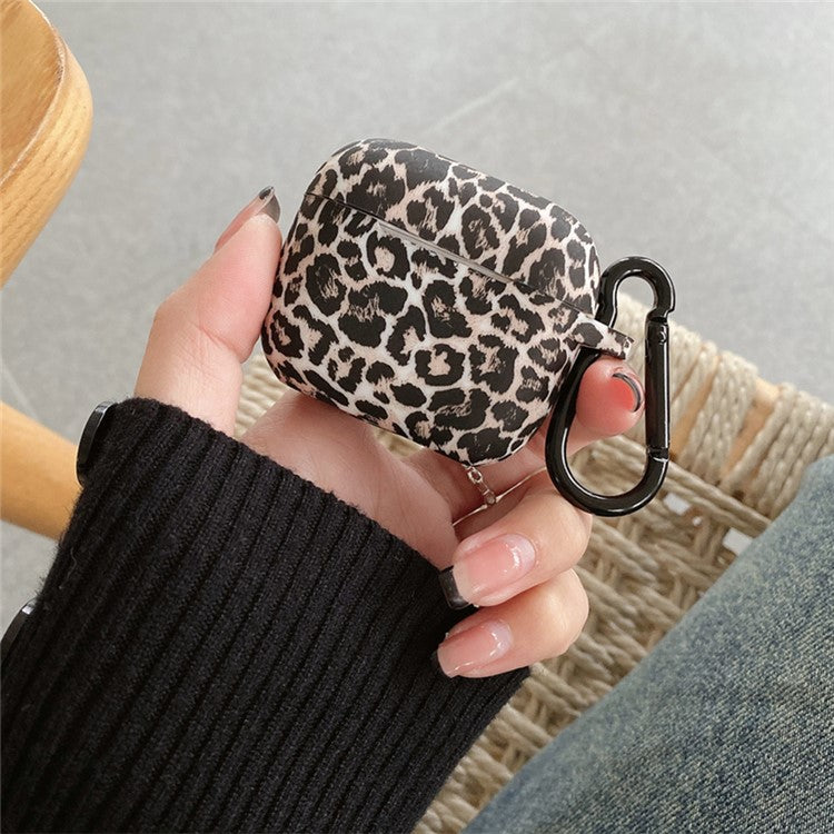 For Apple AirPods 3 Silicone Case with Buckle Leopard Print Pattern TWS Earbuds Charging Case Cover