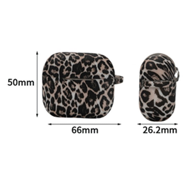 For Apple AirPods 3 Silicone Case with Buckle Leopard Print Pattern TWS Earbuds Charging Case Cover