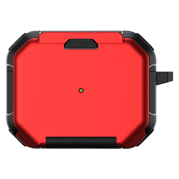 For AirPods Pro 2 Case PC+TPU Flip Stand Bluetooth Earphone Anti-drop Cover with Carabiner - Red