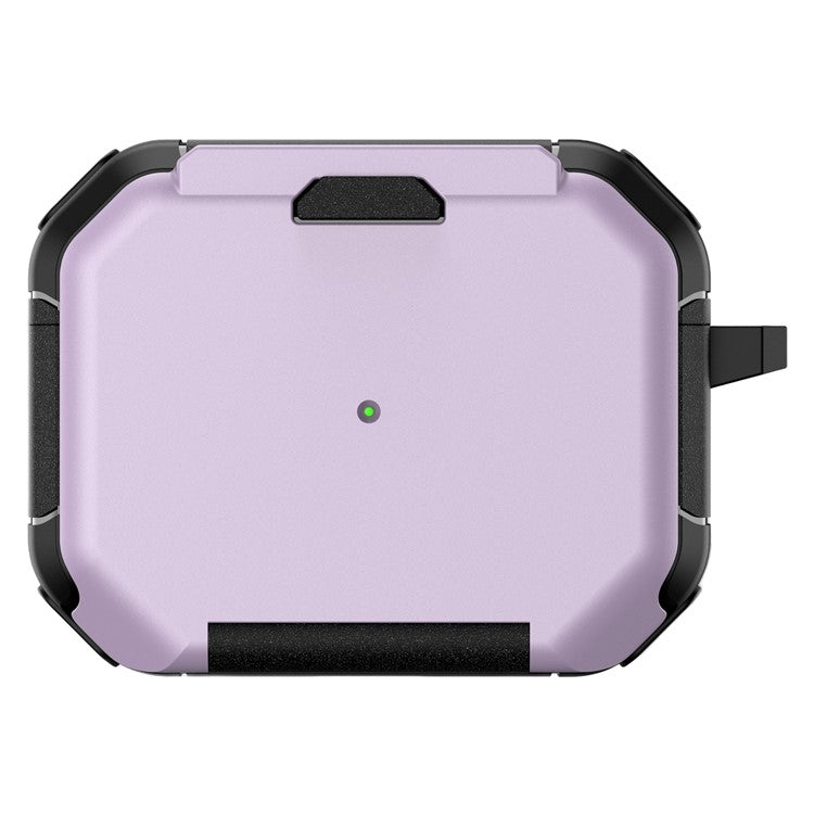 For AirPods Pro 2 Case PC+TPU Flip Stand Bluetooth Earphone Anti-drop Cover with Carabiner - Purple