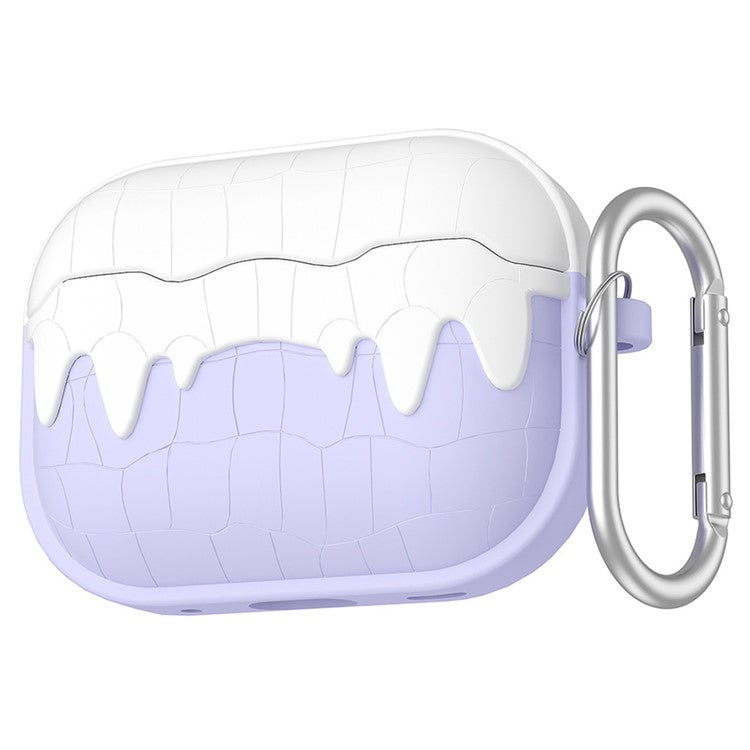 For Apple AirPods Pro 2 / AirPods Pro Bluetooth Earphones Soft Silicone Protective Case with Hanging Buckle - Lavender Purple