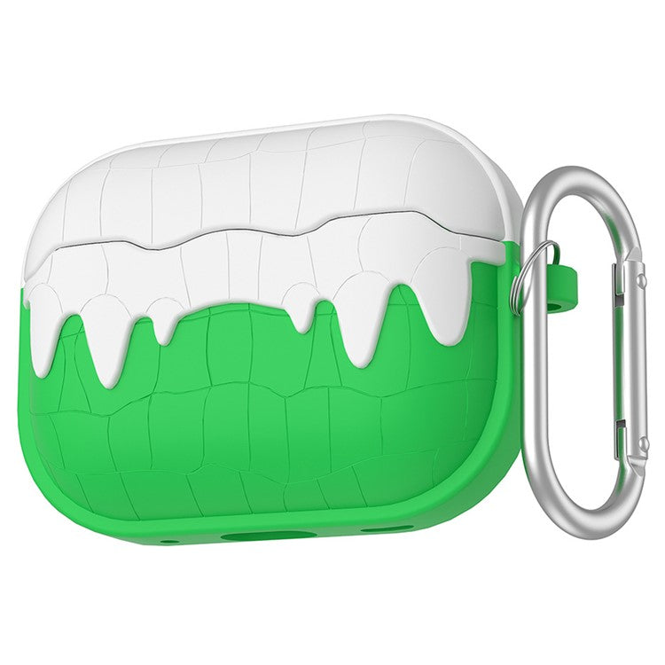 For Apple AirPods Pro 2 / AirPods Pro Bluetooth Earphones Soft Silicone Protective Case with Hanging Buckle - Green