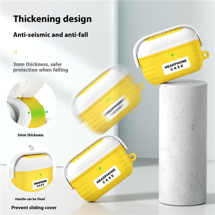 For Apple AirPods 3 Bluetooth Earphones Anti-Drop Silicone Case with Hanging Buckle - Yellow