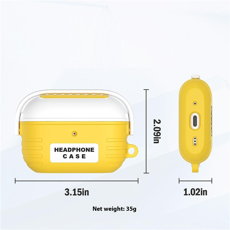 For Apple AirPods 3 Bluetooth Earphones Anti-Drop Silicone Case with Hanging Buckle - Yellow