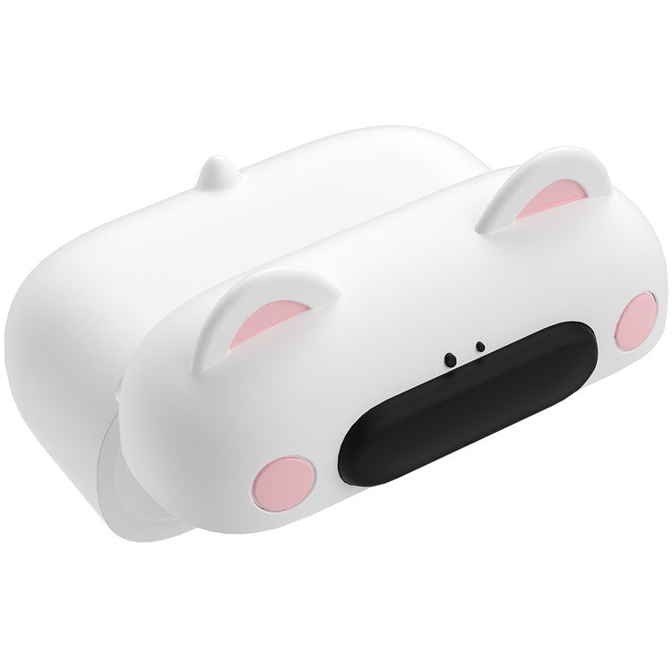 For Apple AirPods Pro 2 / AirPods Pro Bluetooth Earphones Cartoon Animal Liquid Silicone Case with Hanging Buckle - White