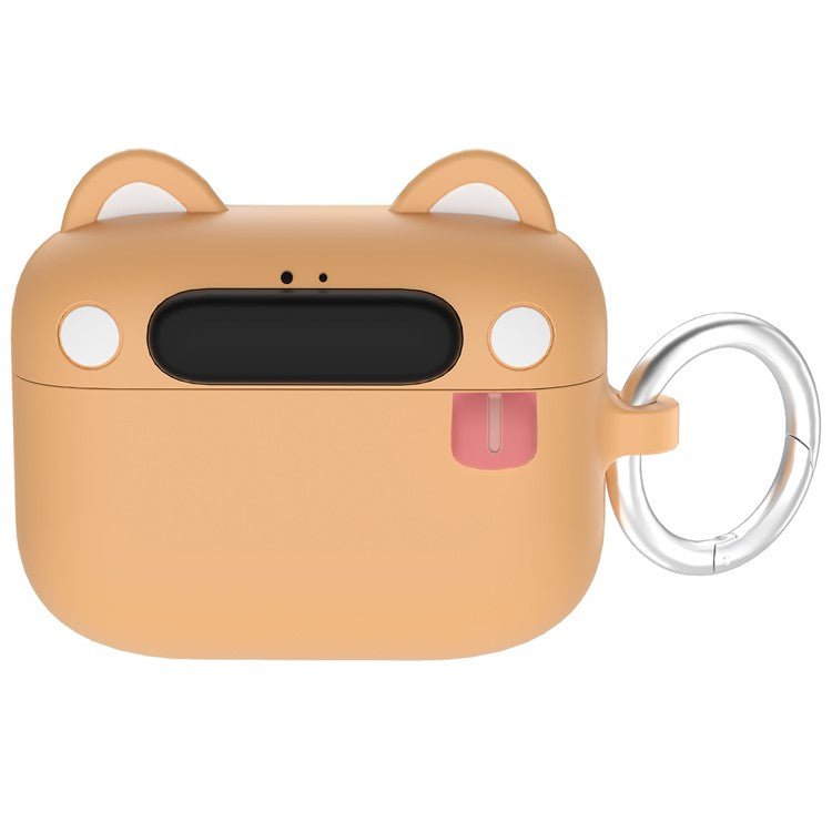 For Apple AirPods Pro 2 / AirPods Pro Bluetooth Earphones Cartoon Animal Liquid Silicone Case with Hanging Buckle - Orange