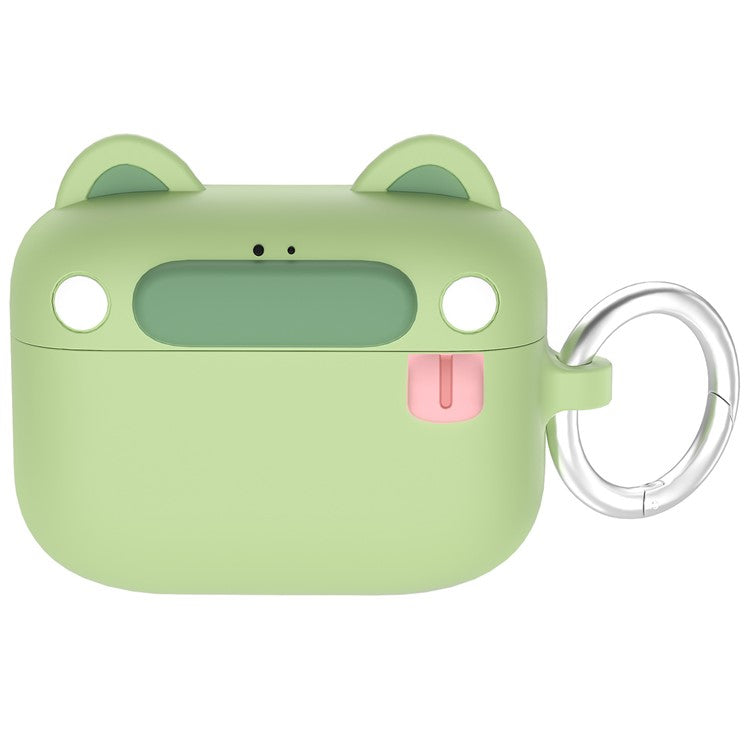 For Apple AirPods Pro 2 / AirPods Pro Bluetooth Earphones Cartoon Animal Liquid Silicone Case with Hanging Buckle - Green