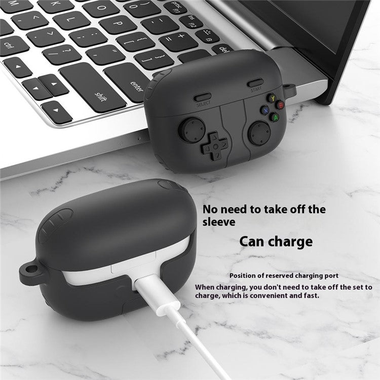 For Sony Linkbuds S Retro Game Console Design Bluetooth Earphone Liquid Silicone Cover - Dark Grey