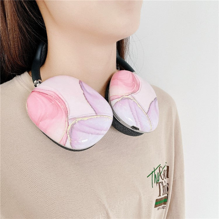 Pattern Printing Soft Silicone Headphone Protective Case Shell for Airpods Max - Pink Marble