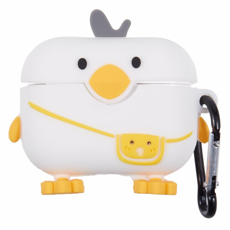 Silicone Cover for Apple AirPods Pro Cartoon Duck Bluetooth Earphones Protective Case with Carabiner - Duck+Bag