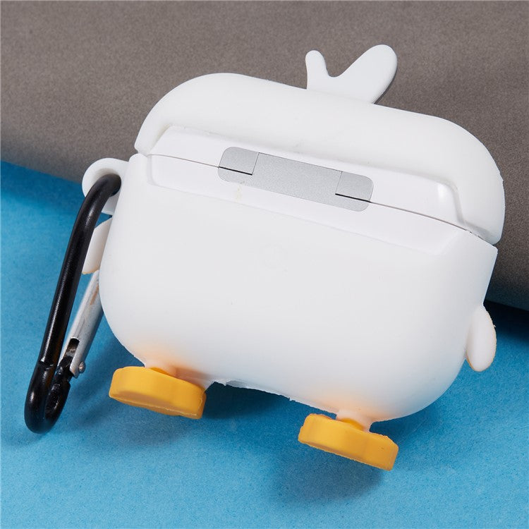 Silicone Cover for Apple AirPods Pro Cartoon Duck Bluetooth Earphones Protective Case with Carabiner - Duck+Bag