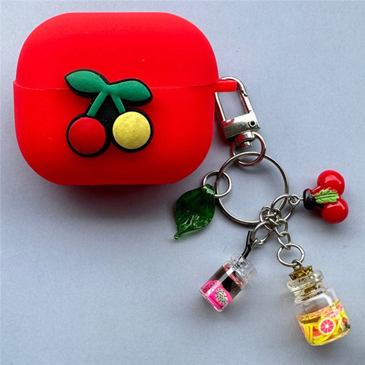 For Samsung Galaxy Buds3 Pro / Buds3 Bluetooth Earphones Cartoon Fruit Silicone Case with Pendant - Cherry