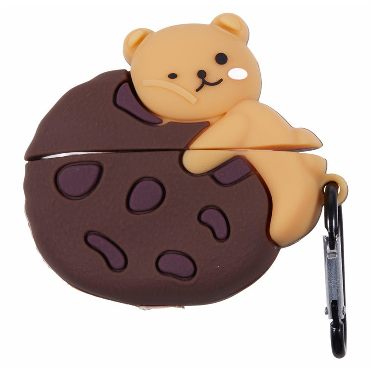 Silicone Cover for Apple AirPods Pro Cookie Bear Bluetooth Earphones Protective Case with Carabiner