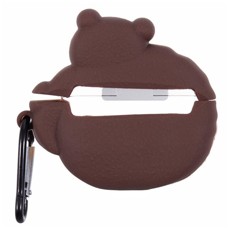 Silicone Cover for Apple AirPods Pro Cookie Bear Bluetooth Earphones Protective Case with Carabiner