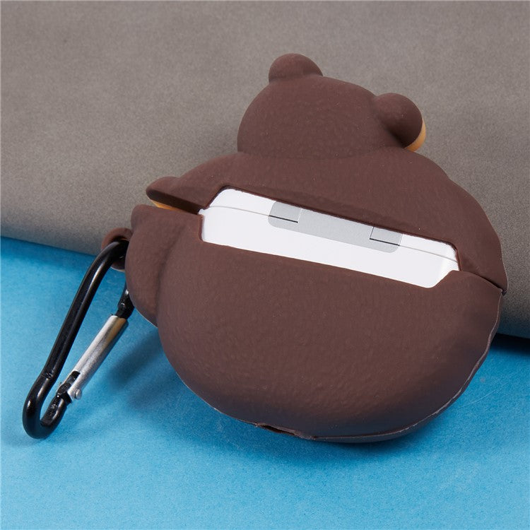 Silicone Cover for Apple AirPods Pro Cookie Bear Bluetooth Earphones Protective Case with Carabiner