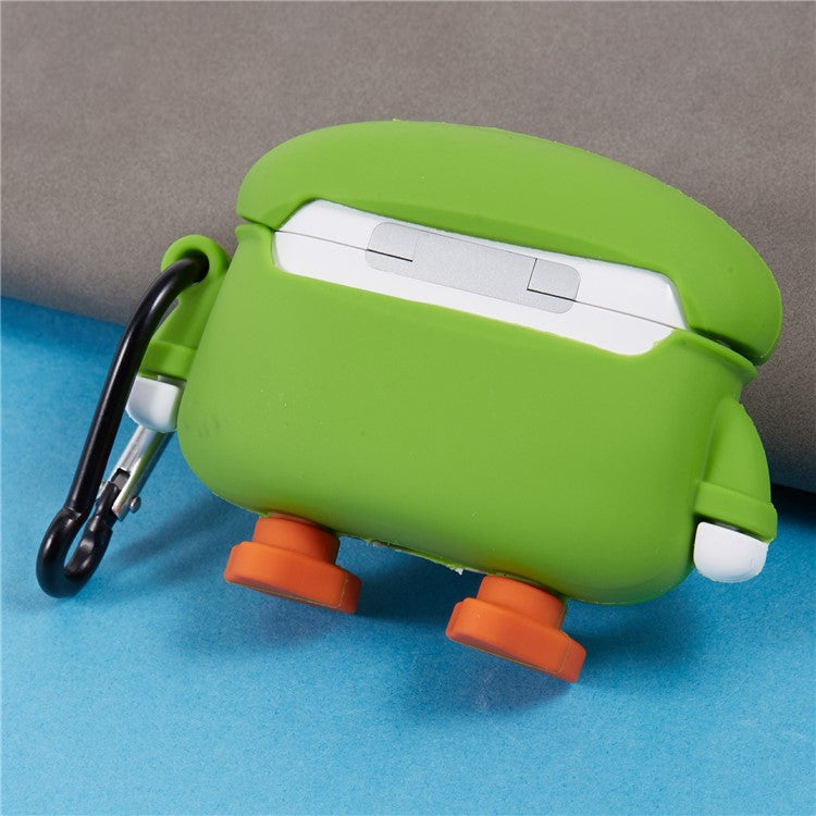 Silicone Cover for Apple AirPods Pro Raincoat Duck Bluetooth Earphones Protective Case with Carabiner