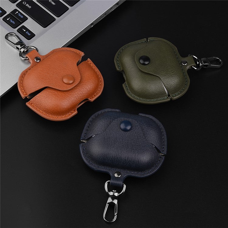 For Samsung Galaxy Buds3 Protective Case Leather+PC Earphone Cover - Black