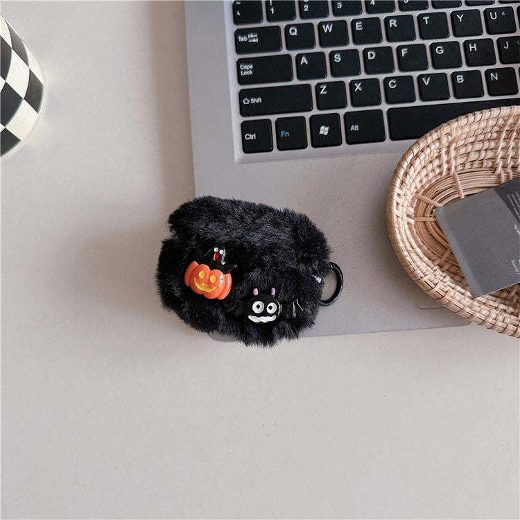 For Apple AirPods 3 Case Halloween Pumpkin Bat Fluffy TPU Cover with Ring Buckle