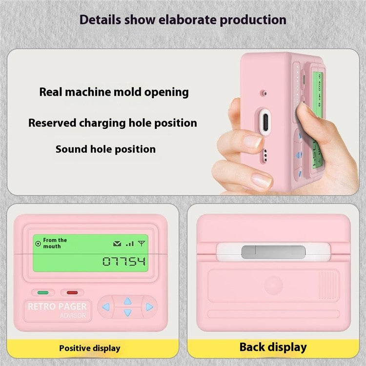 For Apple AirPods Pro 2 / AirPods Pro Case Retro Pager Design Silicone Earbuds Protective Cover - Light Pink