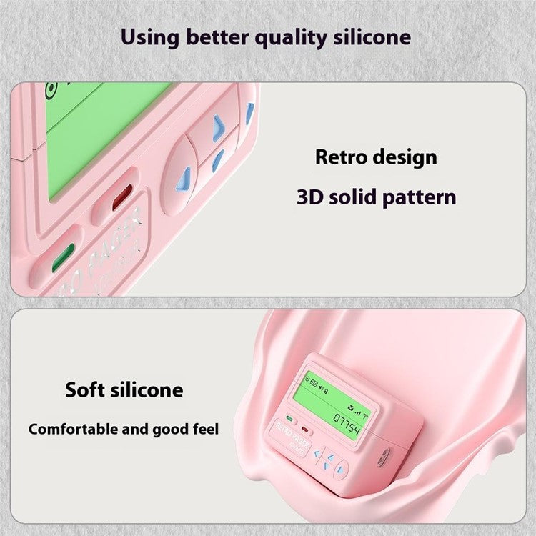 For Apple AirPods Pro 2 / AirPods Pro Case Retro Pager Design Silicone Earbuds Protective Cover - Light Pink