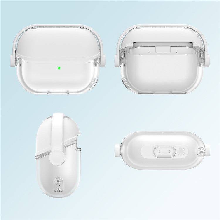 For Samsung Galaxy Buds3 / Buds3 Pro Case Liquid Silicone Earbud Cover with Rotatable Bracket - White