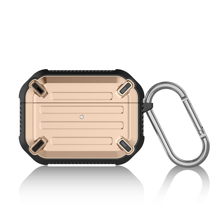 Impact Resistant Shockproof Wireless Charging TPU+PC Cover Case with Key Ring for AirPods Pro - Rose Gold