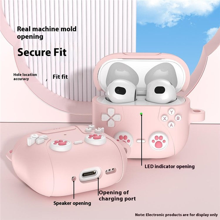 For AirPods 4 Case Cute Cat Liquid Silicone Earphone Cover - Light Pink