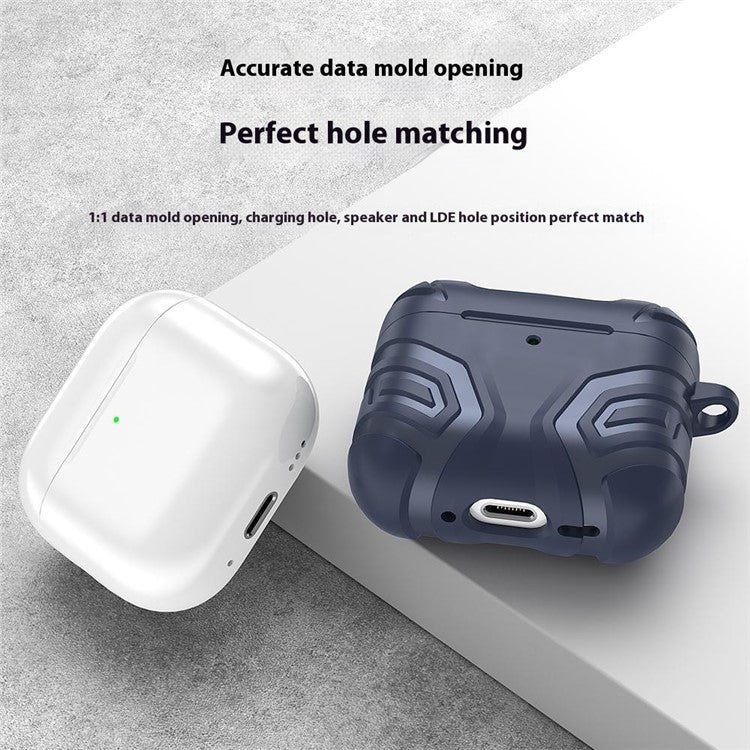 For AirPods 4 Case Split Design Soft TPU Shockproof Earphone Cover with Carabiner - Black