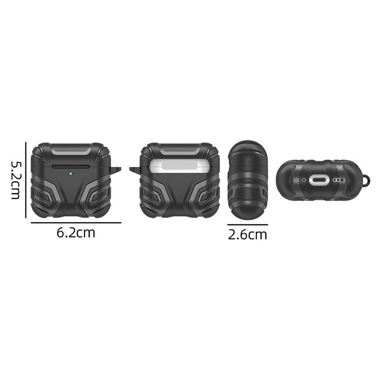 For AirPods 4 Case Split Design Soft TPU Shockproof Earphone Cover with Carabiner - Black