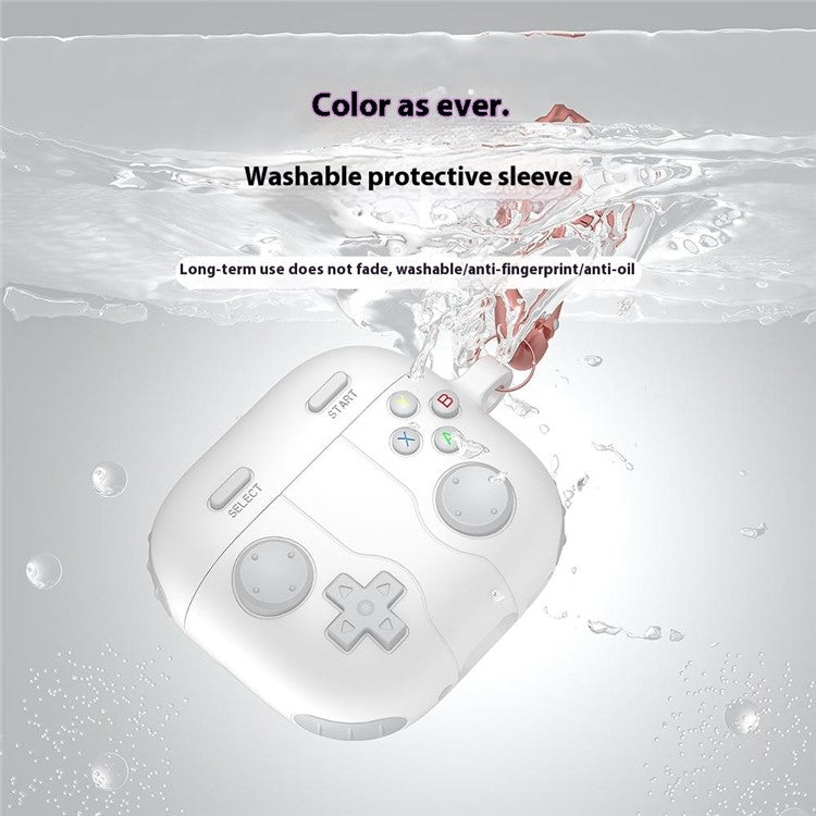 For AirPods 4 Case Game Console Shape Earphones Silicone Shell with Carabiner - White