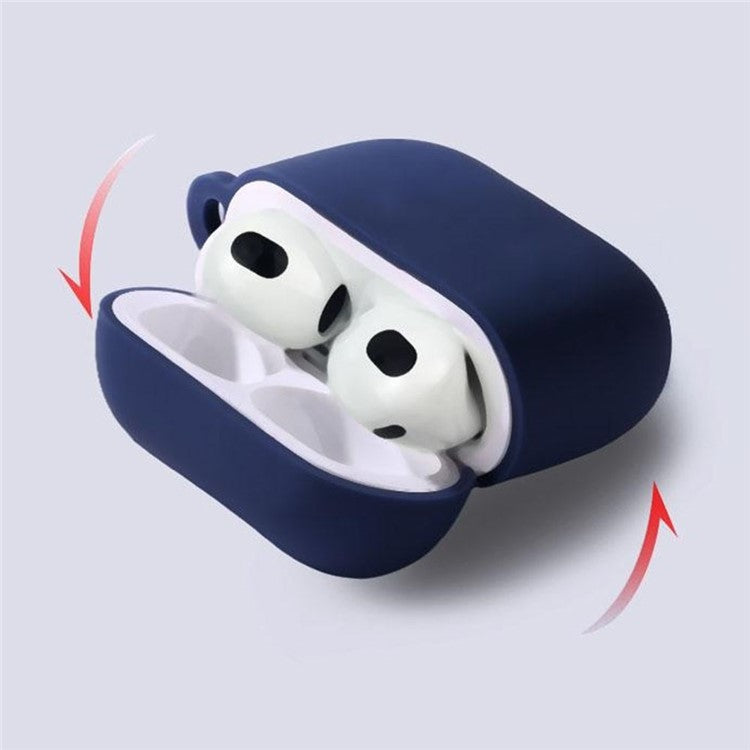 For AirPods 4 Silicone Case Soft Wireless Earbud Organizer Cover Thickness 1.5mm with Carabiner - White