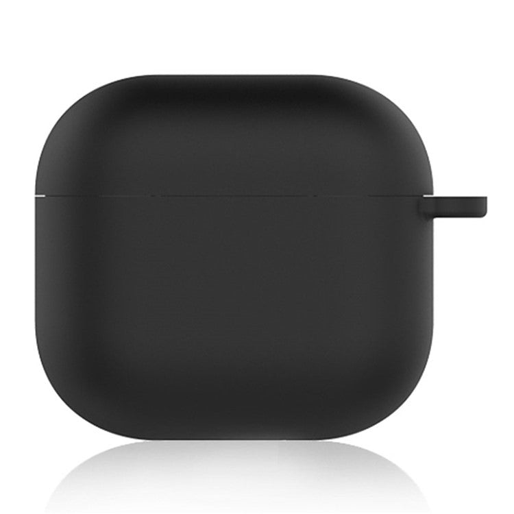 For AirPods 4 Silicone Case Soft Wireless Earbud Organizer Cover Thickness 1.5mm with Carabiner - Black