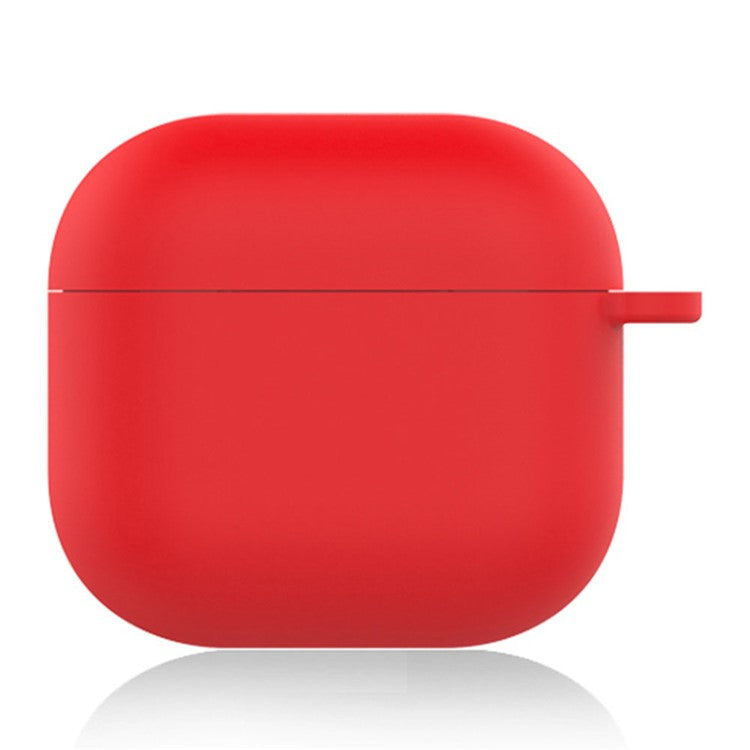 For AirPods 4 Silicone Case Soft Wireless Earbud Organizer Cover Thickness 1.5mm with Carabiner - Red