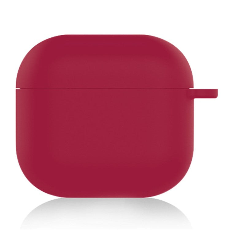 For AirPods 4 Silicone Case Soft Wireless Earbud Organizer Cover Thickness 1.5mm with Carabiner - Wine Red