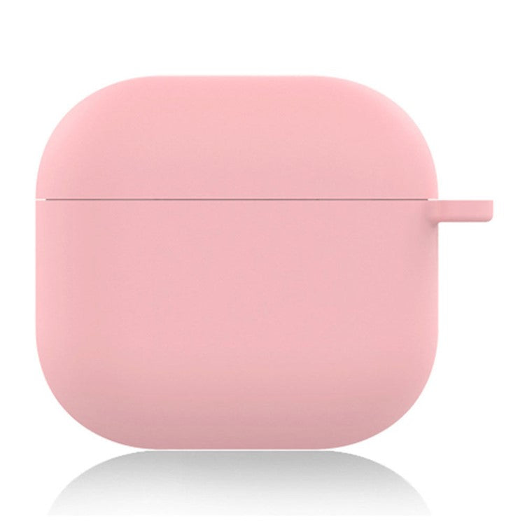 For AirPods 4 Silicone Case Soft Wireless Earbud Organizer Cover Thickness 1.5mm with Carabiner - Light Pink