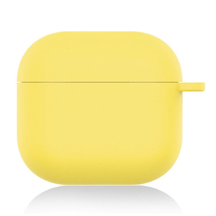 For AirPods 4 Silicone Case Soft Wireless Earbud Organizer Cover Thickness 1.5mm with Carabiner - Light Yellow